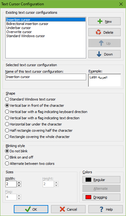 Text Cursor Configuration